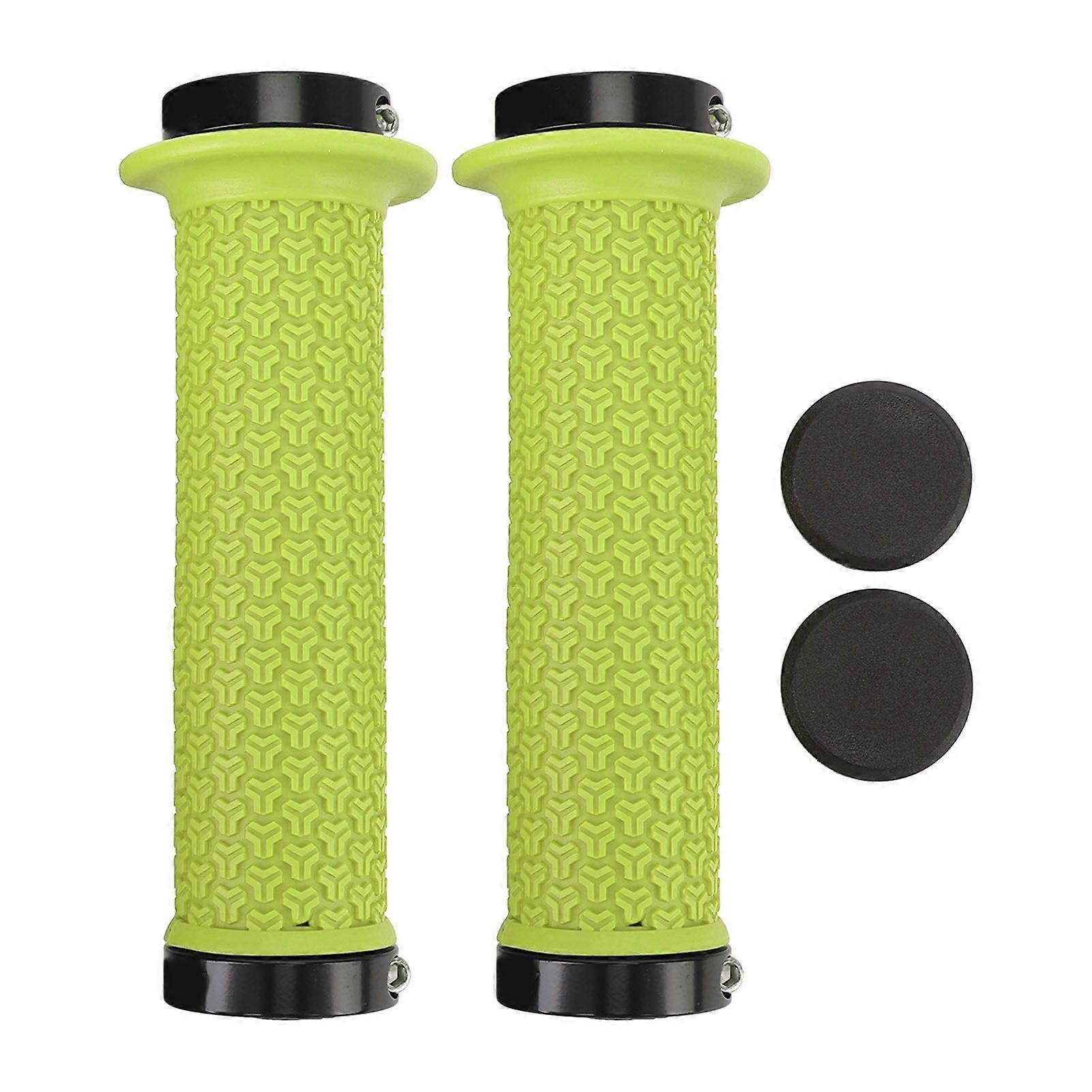 1 Pair Mountain Cycle Handlebar Grips Silicone Handlebar Grips for Scooter Folding Cycle Soft Anti Slip Comfortable Ergonomic Lime Green