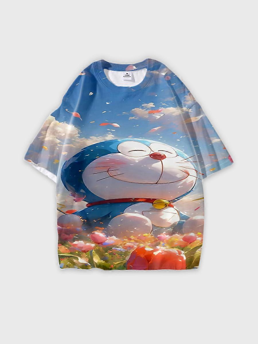 T-shirt round neck Cartoon Pattern loose short sleeve A47