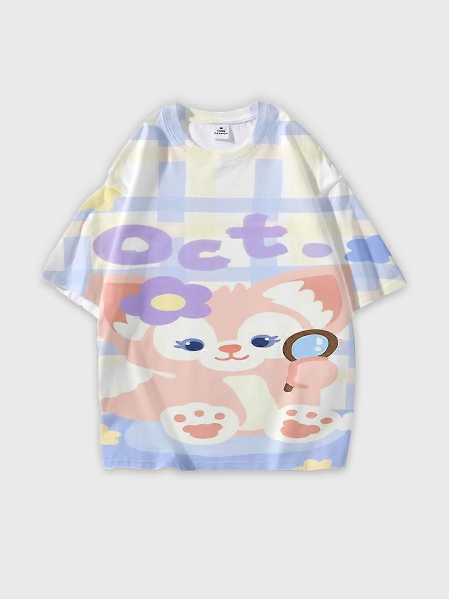 T-shirt round neck Role Pattern loose short sleeve L450