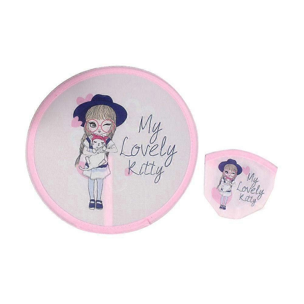 Cartoon Folding Fans Decorative Hand Fan Circular Fan Mini Flying Disk Fan For Beach Lawn