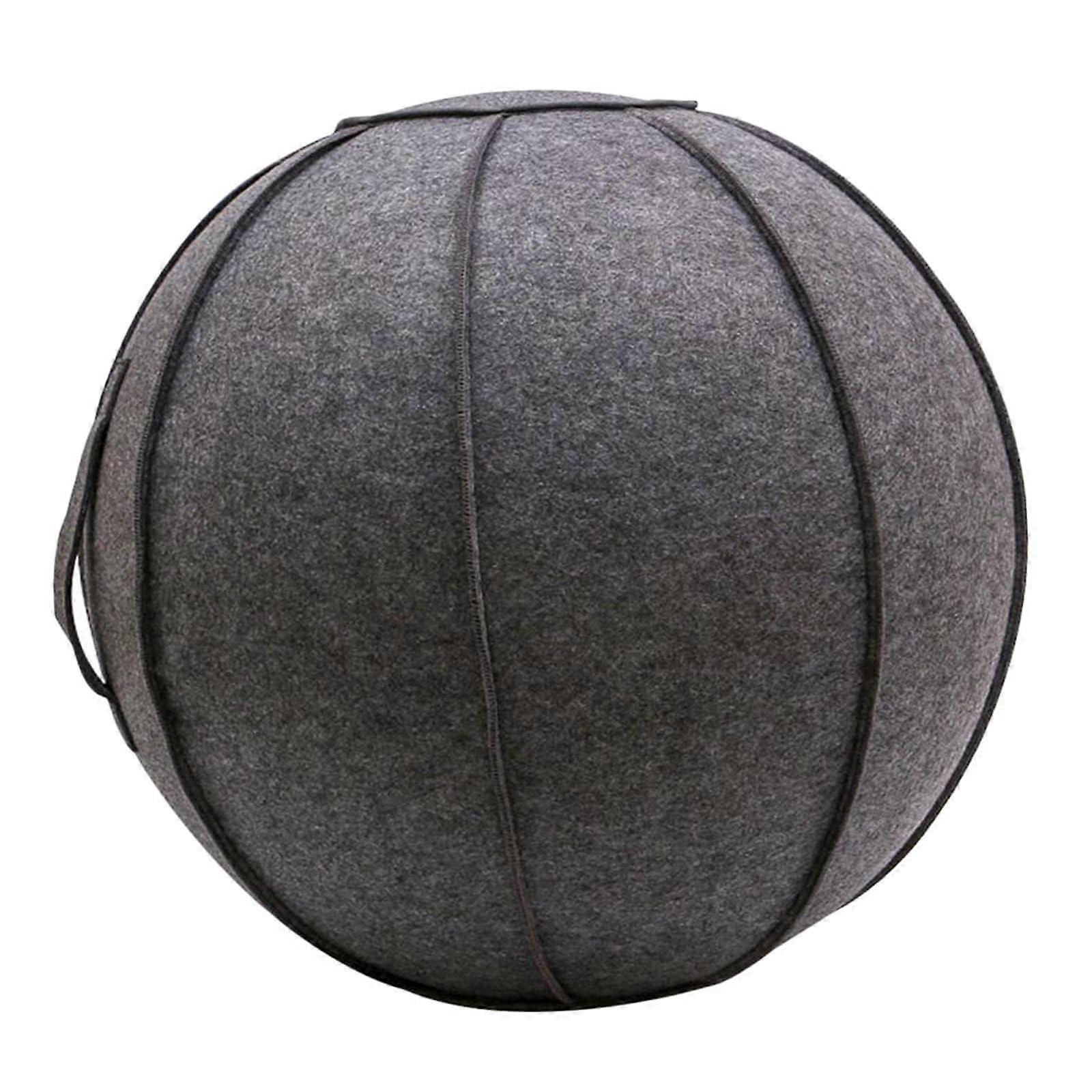 Exercise Ball With Felt Cover And Handle, Self-Standing Yoga Ball, Durable Stability Ball, Dark Grey