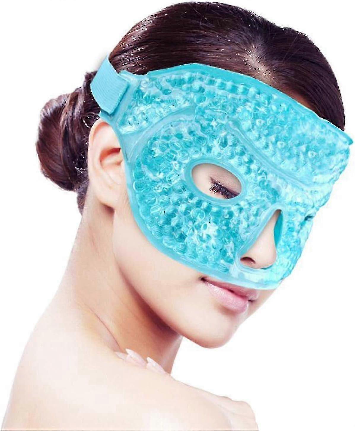 Eye Mask, Heated Warm Cold Reusable Gel Bead Ice Mask, Soft Plush Backing