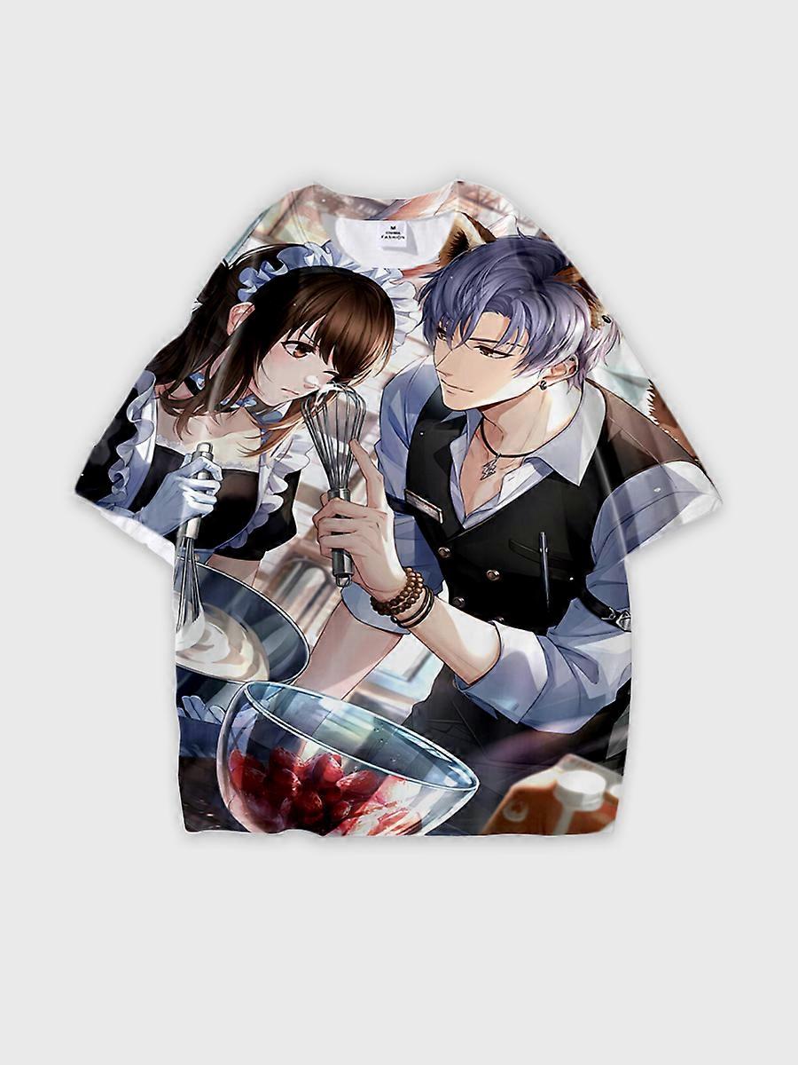 T-shirt round neck Role Pattern loose short sleeve E1239