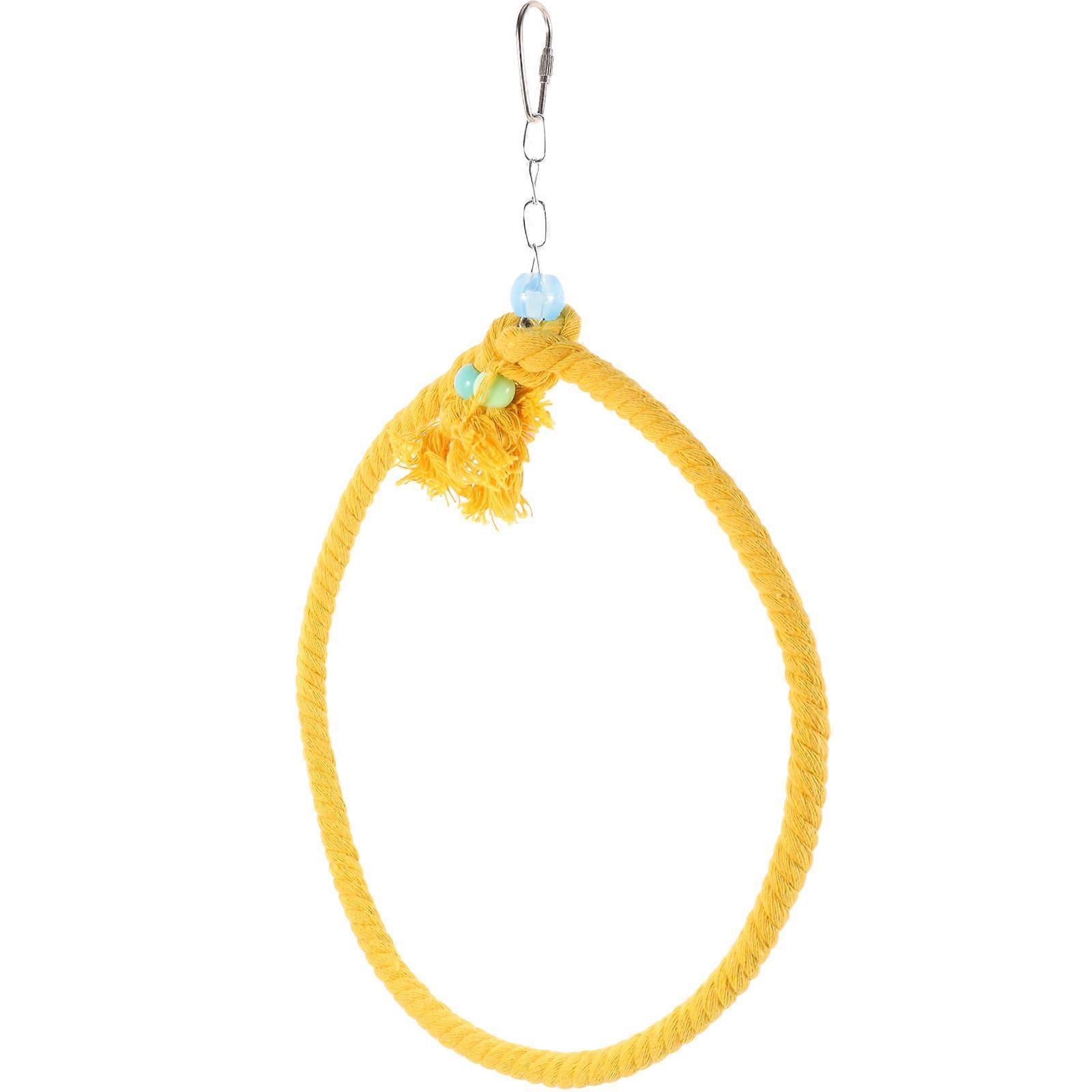 Bird Hammock Toy with Stable Clips for Parrot Cage Decor Yellow Hemp Rope Swing 1 Piece