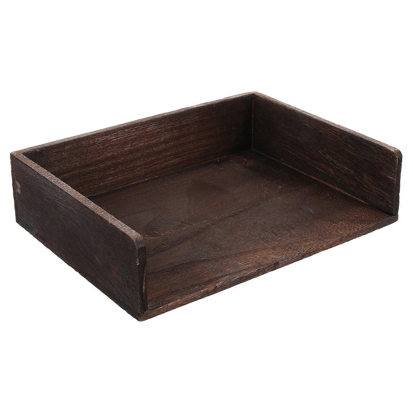 Wood Coffee Color Desk Organizer with Stackable File Tray for Storage Practical Large Capacity 14.5x9.8x6.3 Inches