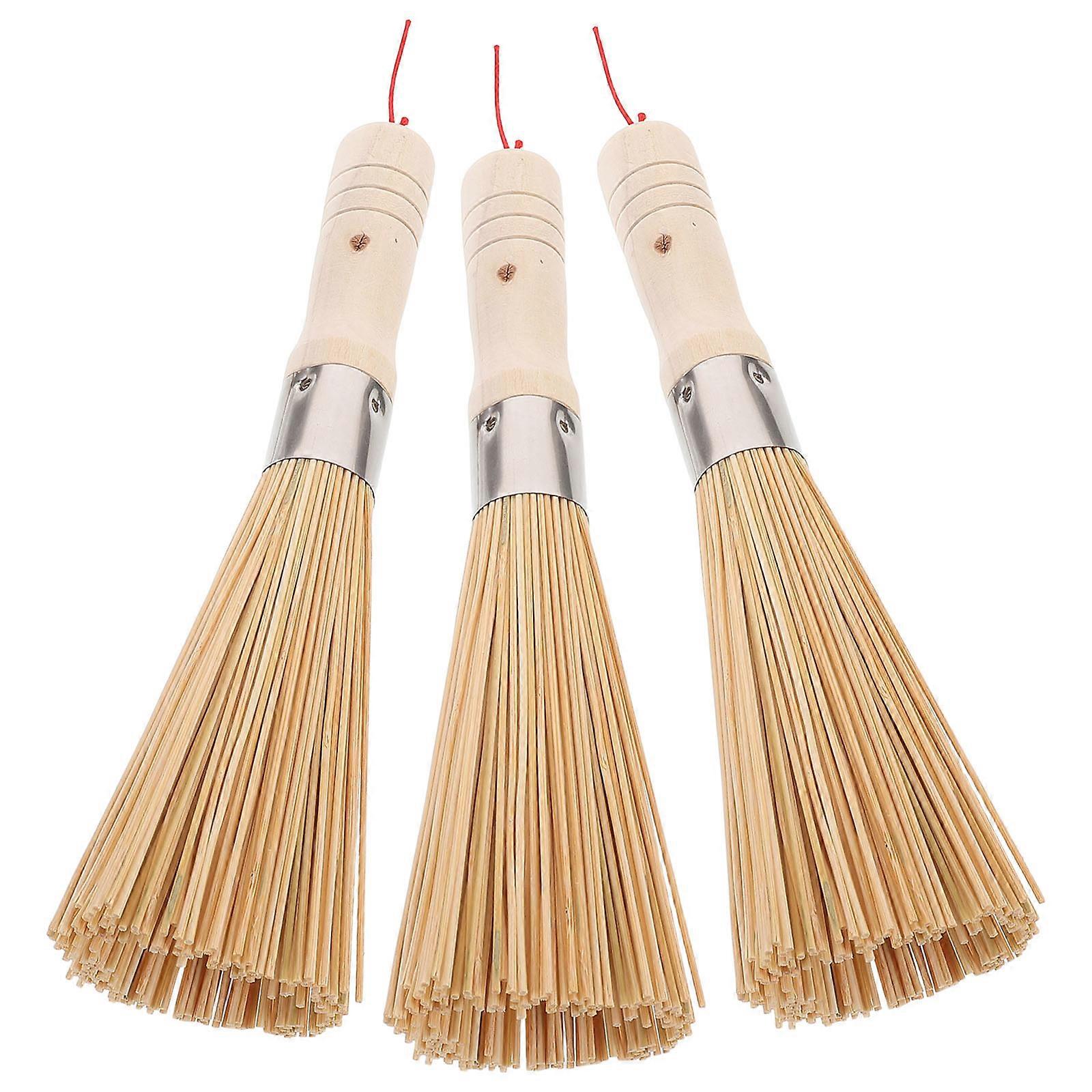 Bamboo Pot Brush Set Ergonomic Handle Distinctive Design For Kitchen Cleaning Tasks 3Pcs