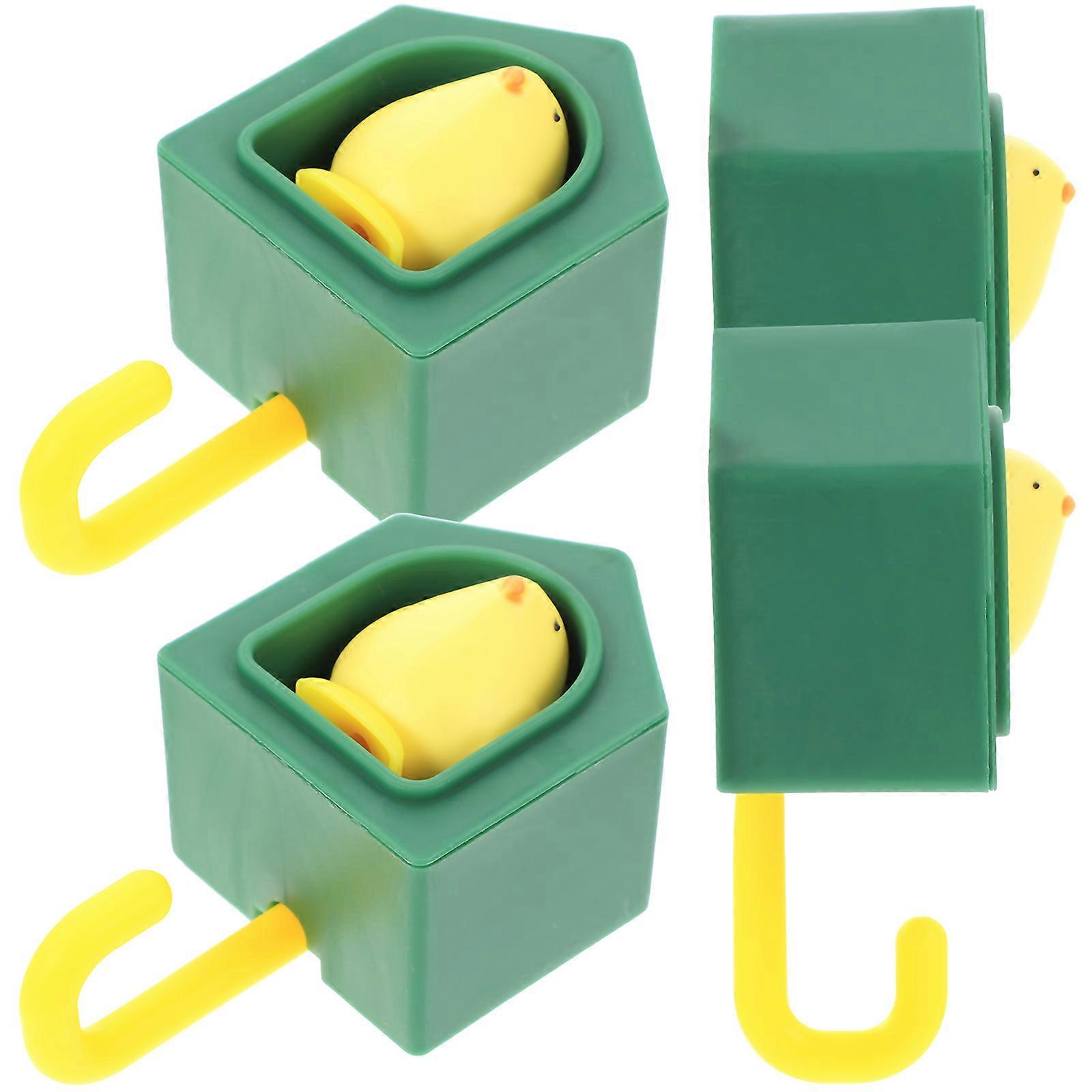 Sticky Hooks Creative Adhesive Coat Hooks Green Color 4Pcs