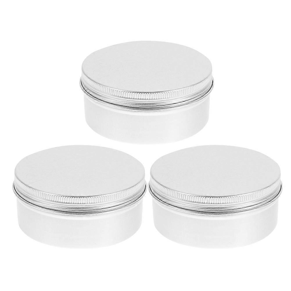 Mini Aluminum Box with Lid for Home Use Silver Color Small Size 3pcs Round Storage Cans 1.5x2.8 Inches