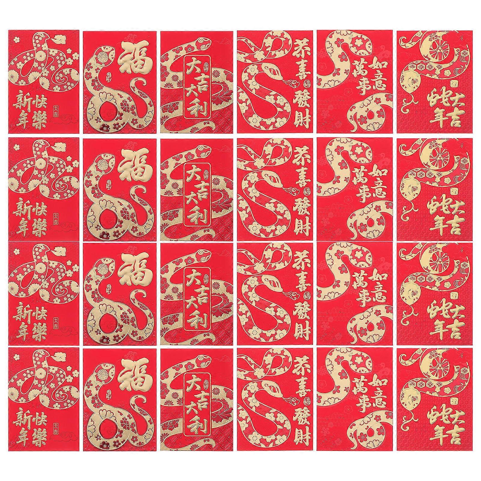 48pcs Red Envelopes with Snake Zodiac Design, Lucky Money Packets for Chinese New Year, Spring Festival, Weddings and Celebrations