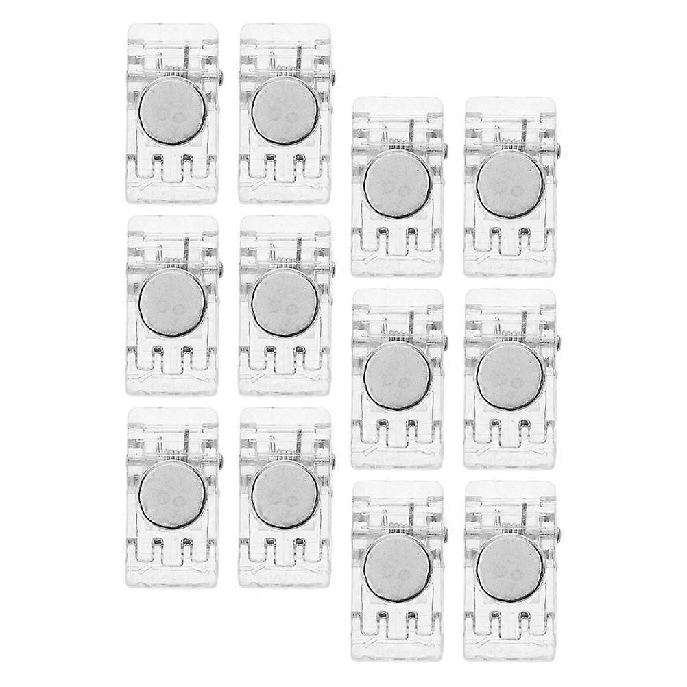 Magnetic Bag Clips Transparent Rectangular Shape ABS Steel Material for Classroom Refrigerator Use Organizing 12Pcs