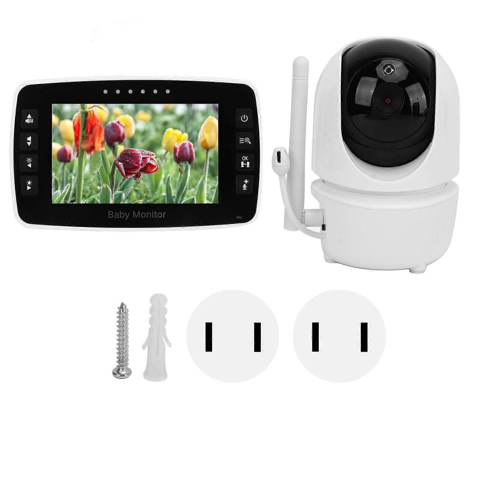 4.3in Wireless Baby Monitor Two Way Intercom Rotating Monitoring PTZ Room Temperature Detection Lullaby Play Baby Monitor 100‑240V US Plug