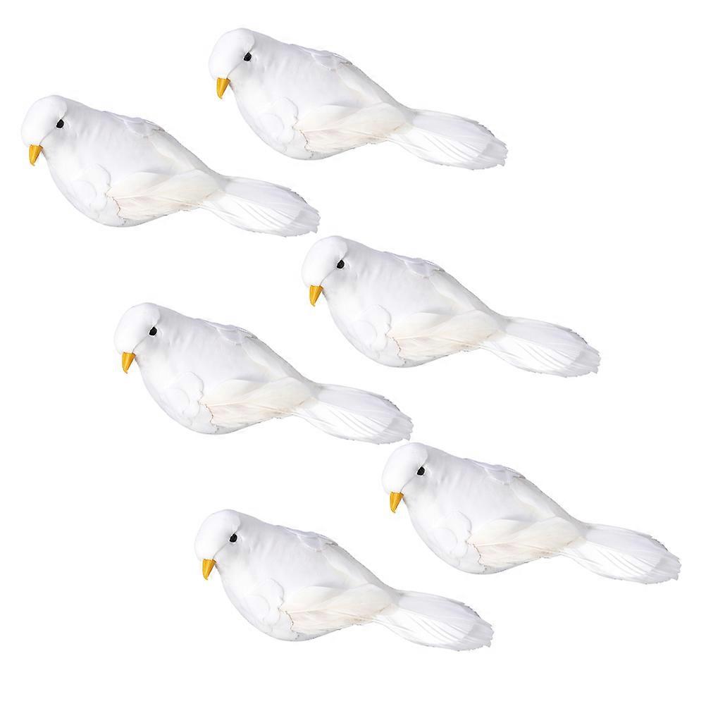 Decorative Dove Statue Prop For Trick Performance And Home Decoration 6Pcs White Realistic Appearance Foam Material