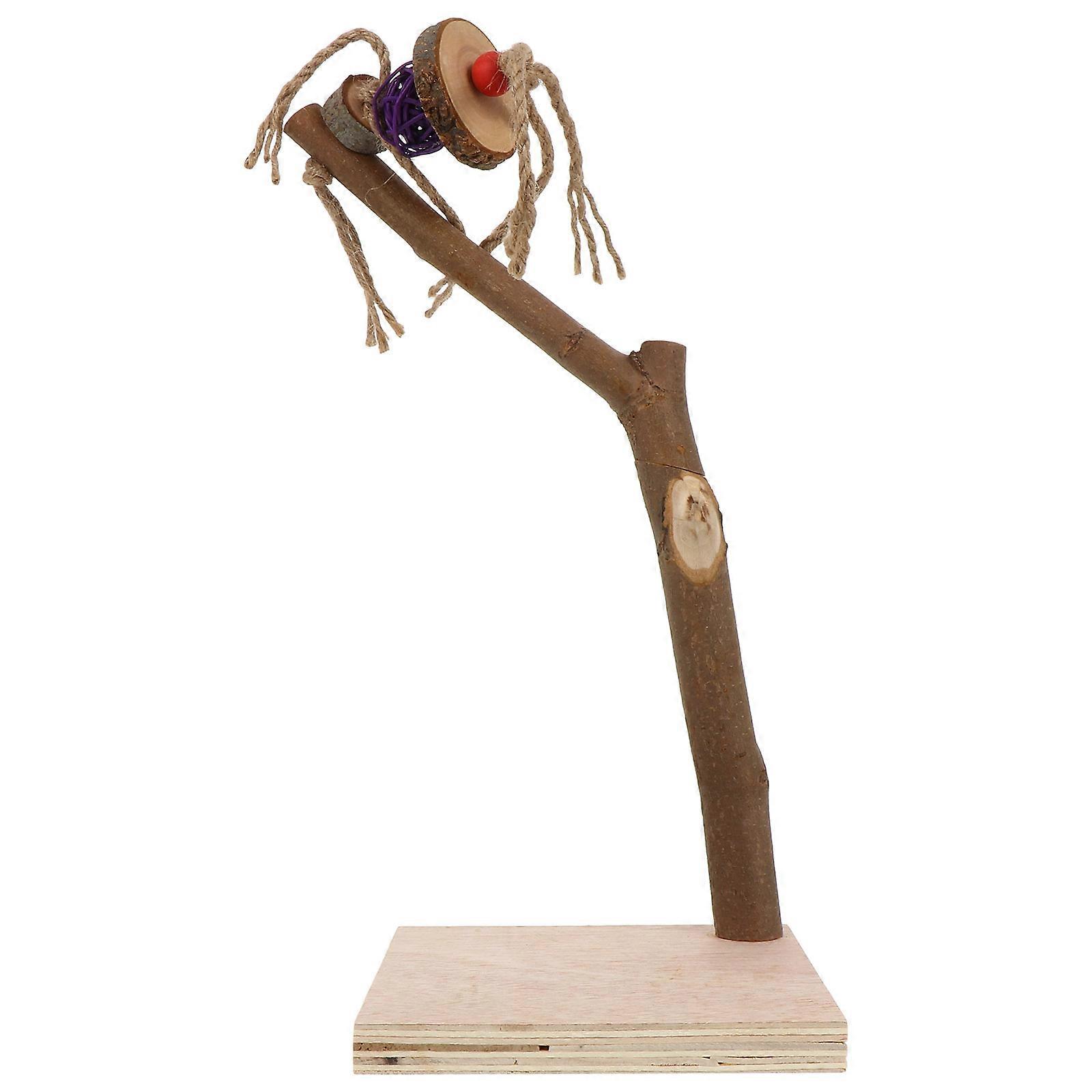Bird Grinding Claw Rod Natural Wood Bird Perch Stand Assorted Color Square Base Chewing Playing 1Pcs