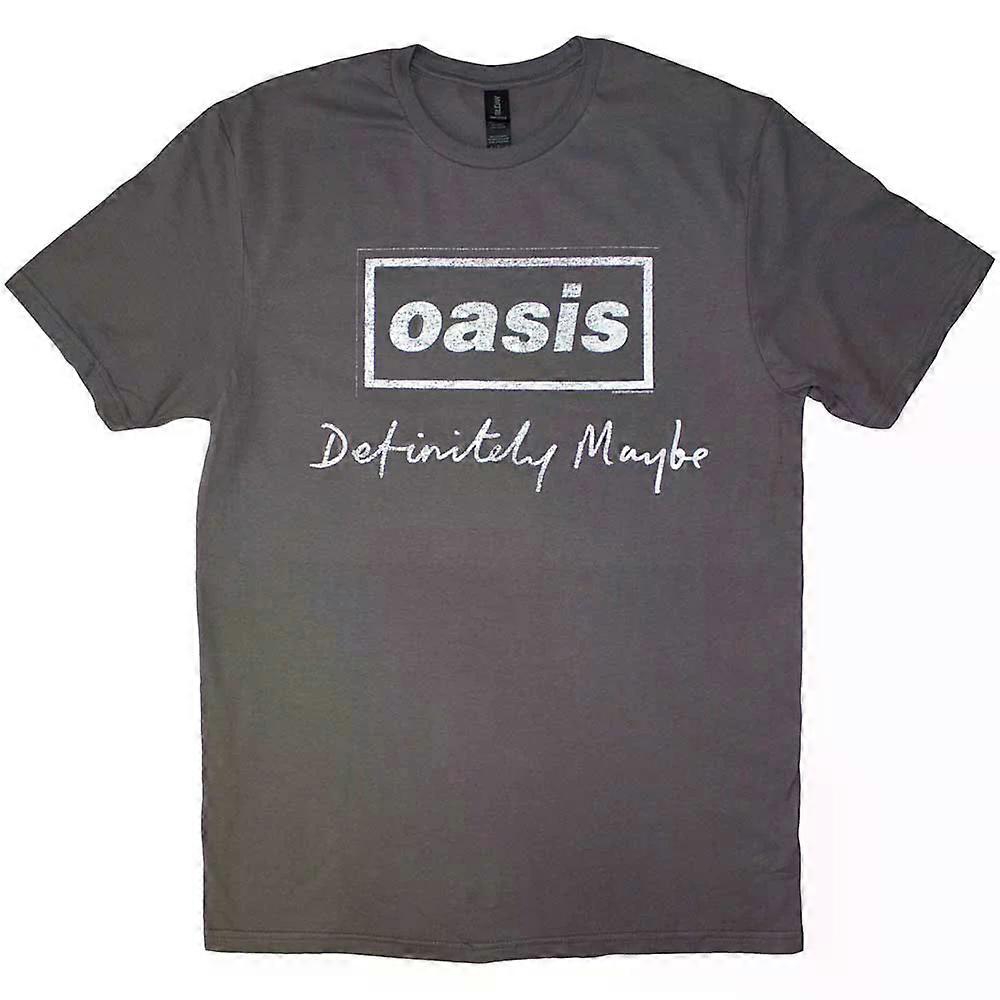 Oasis Definitely Maybe Distressed Text Logo T-shirt Classic pure cotton ROCKINSTONE