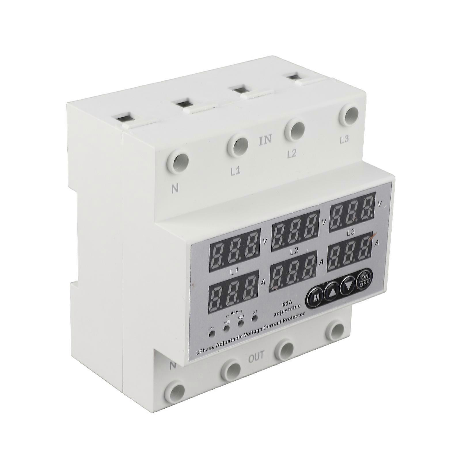 3-Phase Four-wire Over and Under Voltage Protector 63A Multifunctional Self-resetting Protectors Overvoltage Protecting Device Switch