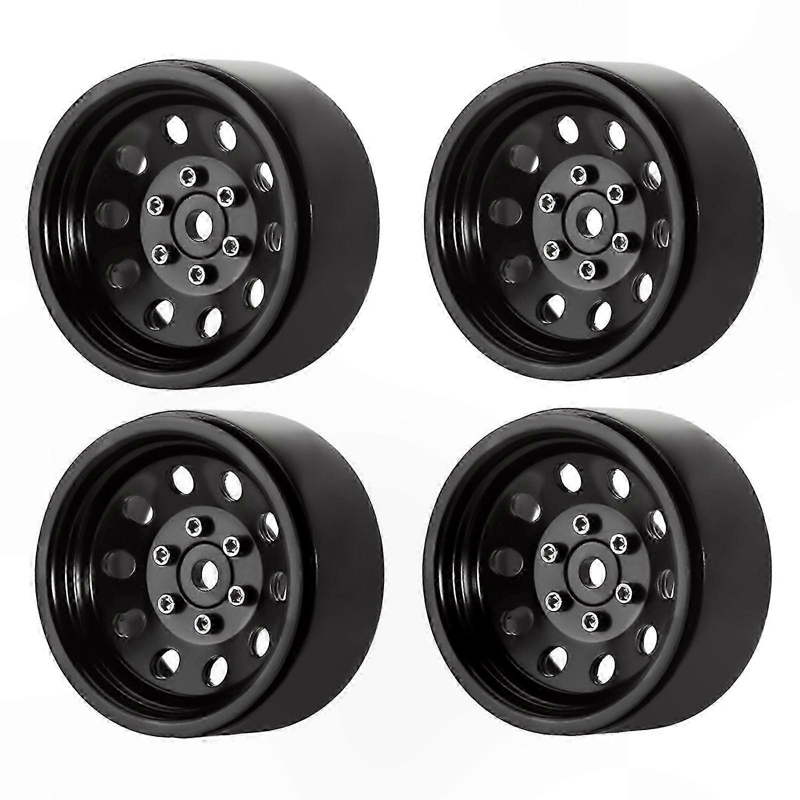 Alloy Wheel Hub 1.9’’ Beadlock Wheel Rims Hubs Set of 4 for 1/10 Remote Control Crawler Car Toy Upgrade Accessories titanium color