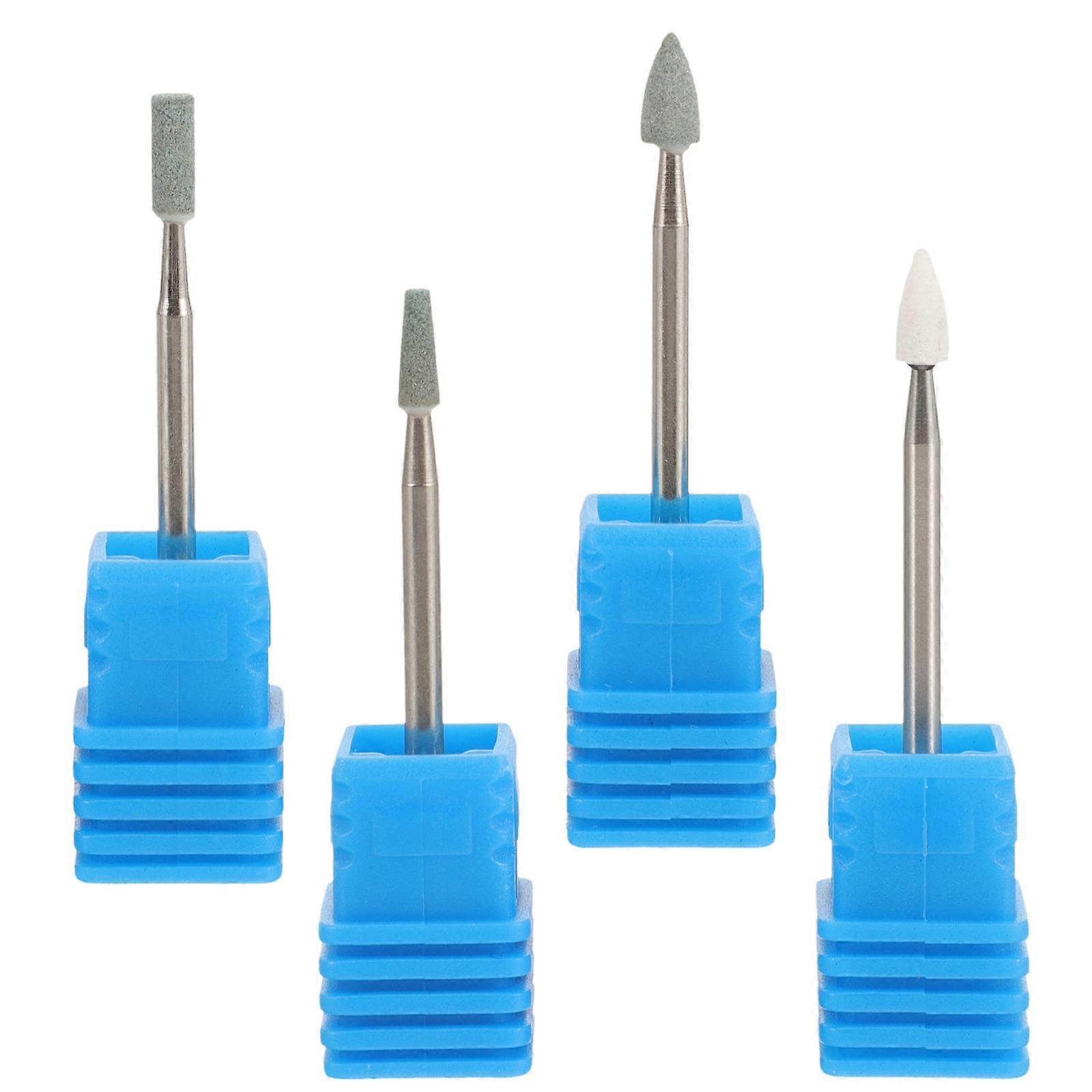 Manicure Drill Bits 4Pcs Electric Nail Files For Beginners 4.5X0.2Cm Cylindrical Shape Grinding Tools
