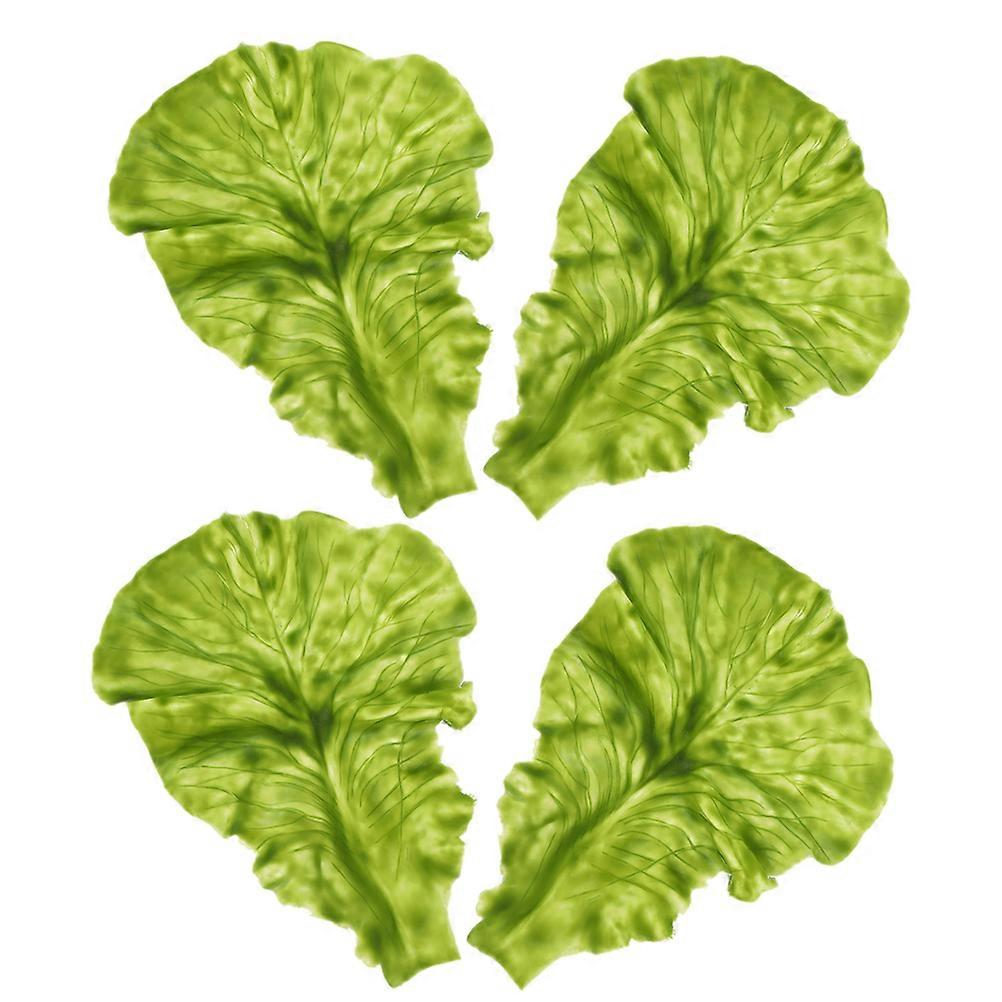 Artificial Lettuce Leaf Decorations for Home Party 4pcs PVC Green Widely Used in Decor 6.3 Inches