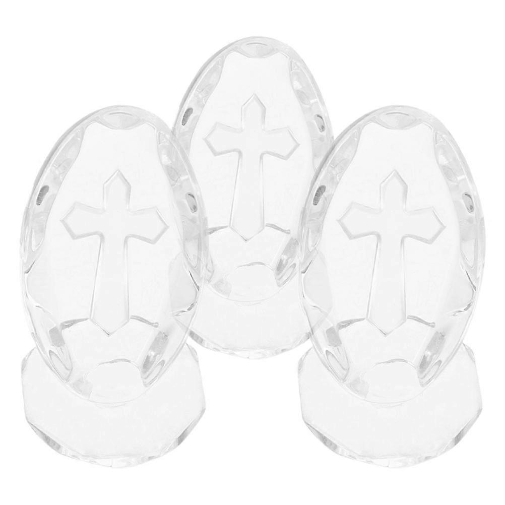 Crystal Cross Figurine for Decoration Transparent Religious Craft with Compact Size and Smooth Surface 3Pcs