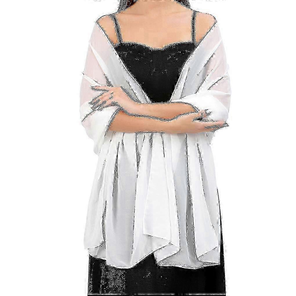 Lett Chiffon Sjal Skjerf Wrap Kappe For Bryllupsfest Kveldsanledninger