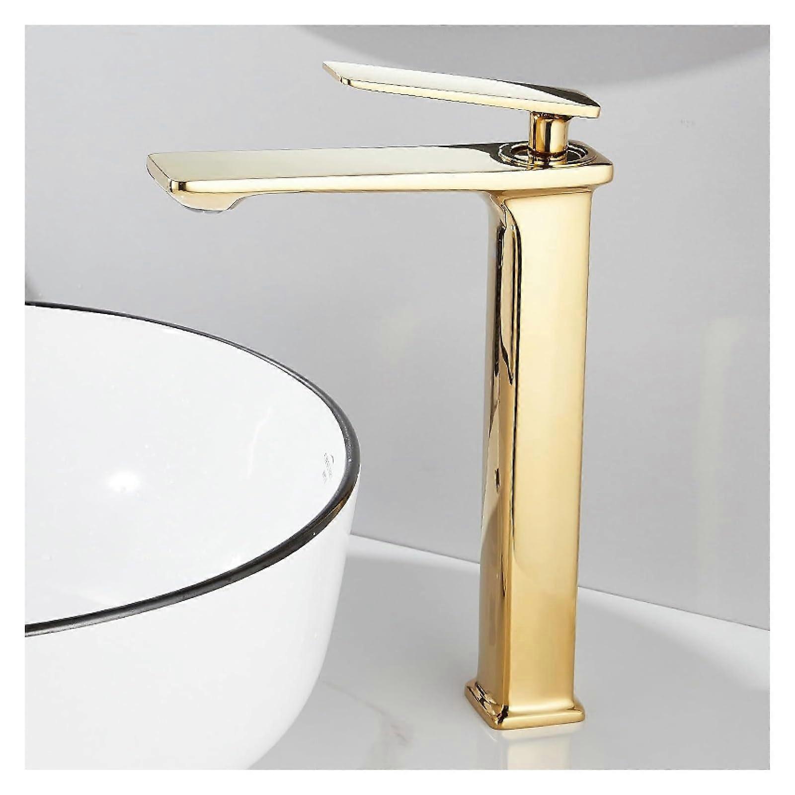 Gold Single Hole Bathroom Faucet, Brass Single Handle Basin Faucet, Sink Faucet
