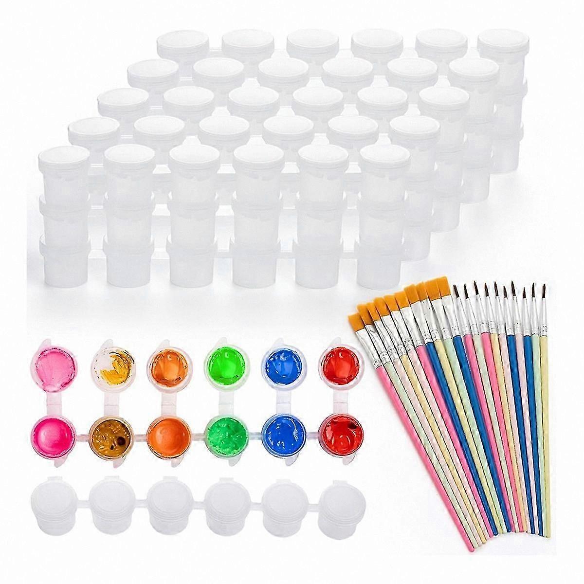 Art Supplies Set: 60 Paint Pots with Lids and 20 Brushes for Creative Projects