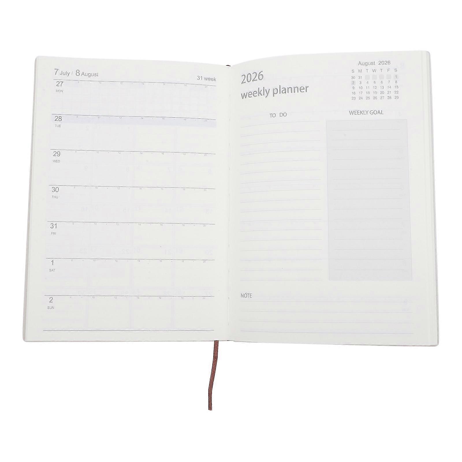 Elegant Hardcover Daily Schedule Planner for Teachers & Students, Compact Design with Yearly Overview, Brown