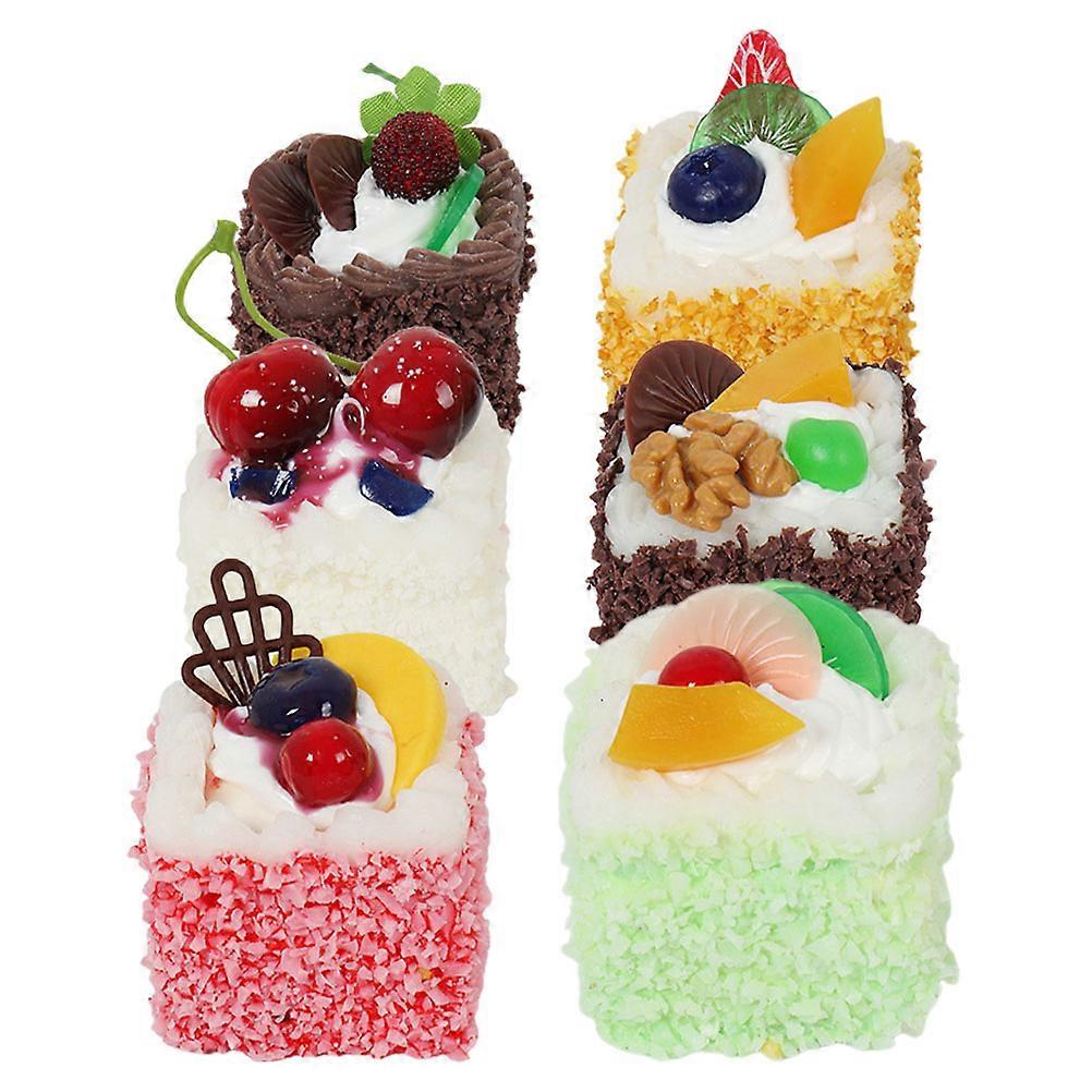 Assorted Color Simulation Cake Models for Decor Made of PU 6pcs