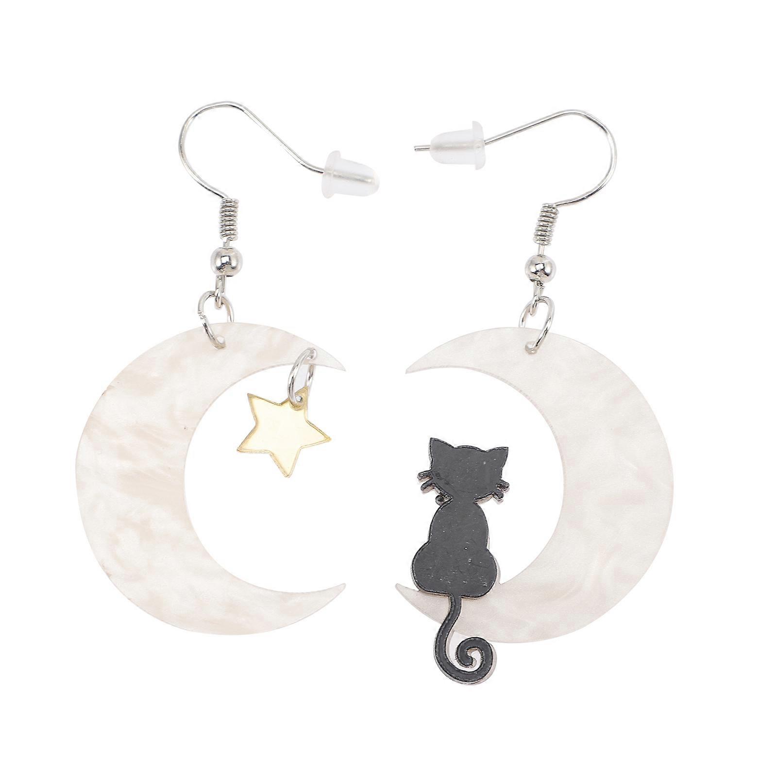 Trendy Women Dangle Earrings with Moon Shape Assorted Color Acrylic Material Lightweight for Decor 0.8 Inches