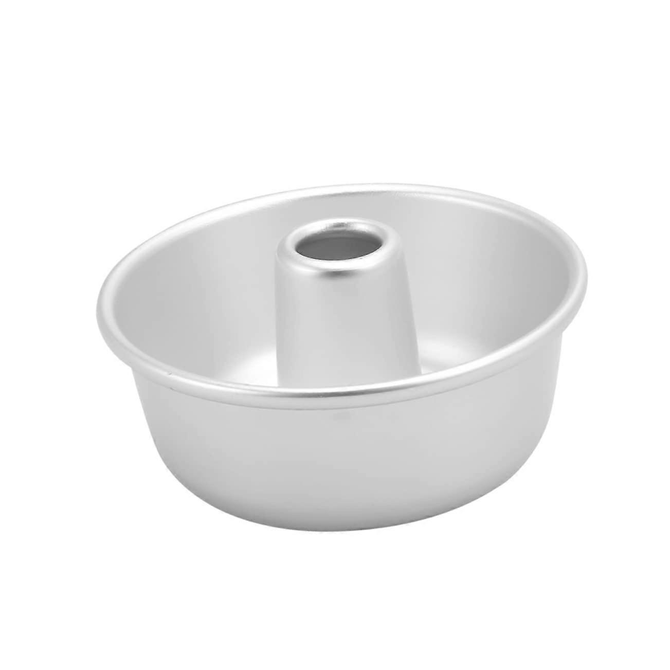 Aluminum Alloy Donut Baking Pan with Non-Stick Coating for Mousse, Brownies, and Round Cake Desserts - Silver