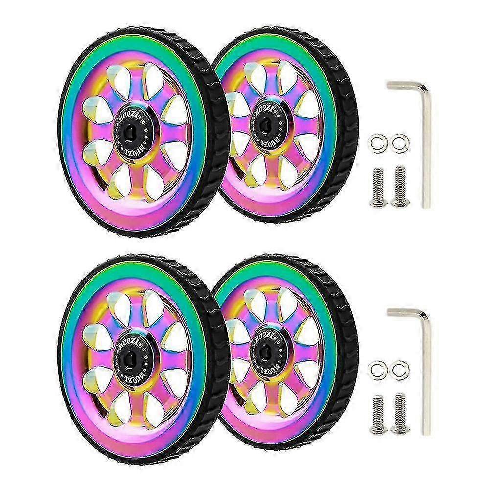 折りたたみ自転車用のセラミックベアリングを備えたアップグレードされた4パックワイドイージーホイール - パフォーマンスの向上とスムーズな乗り心地