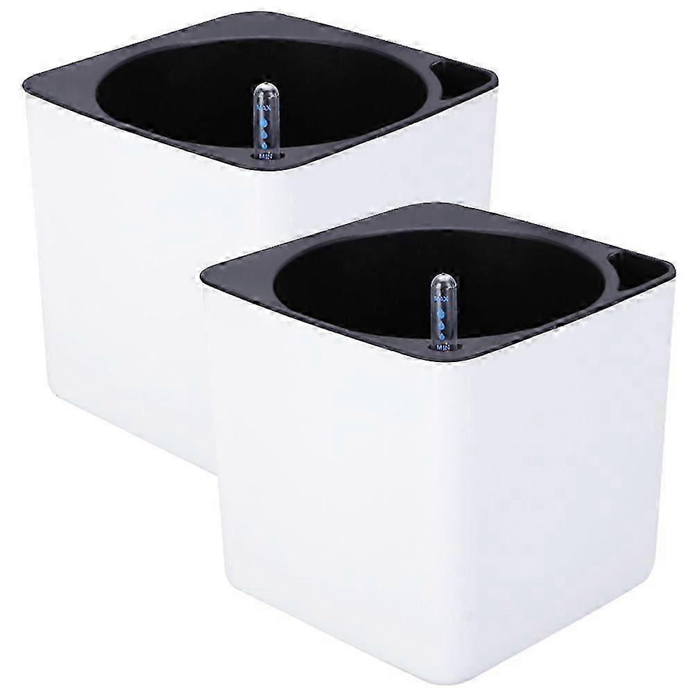 4 Pcs In 1 Set Plastic Lazy Flower Pot Double Layer Square Tray Box Planter Self Watering Flowerpot Large Capacity Water Planting Storage Box With Thi