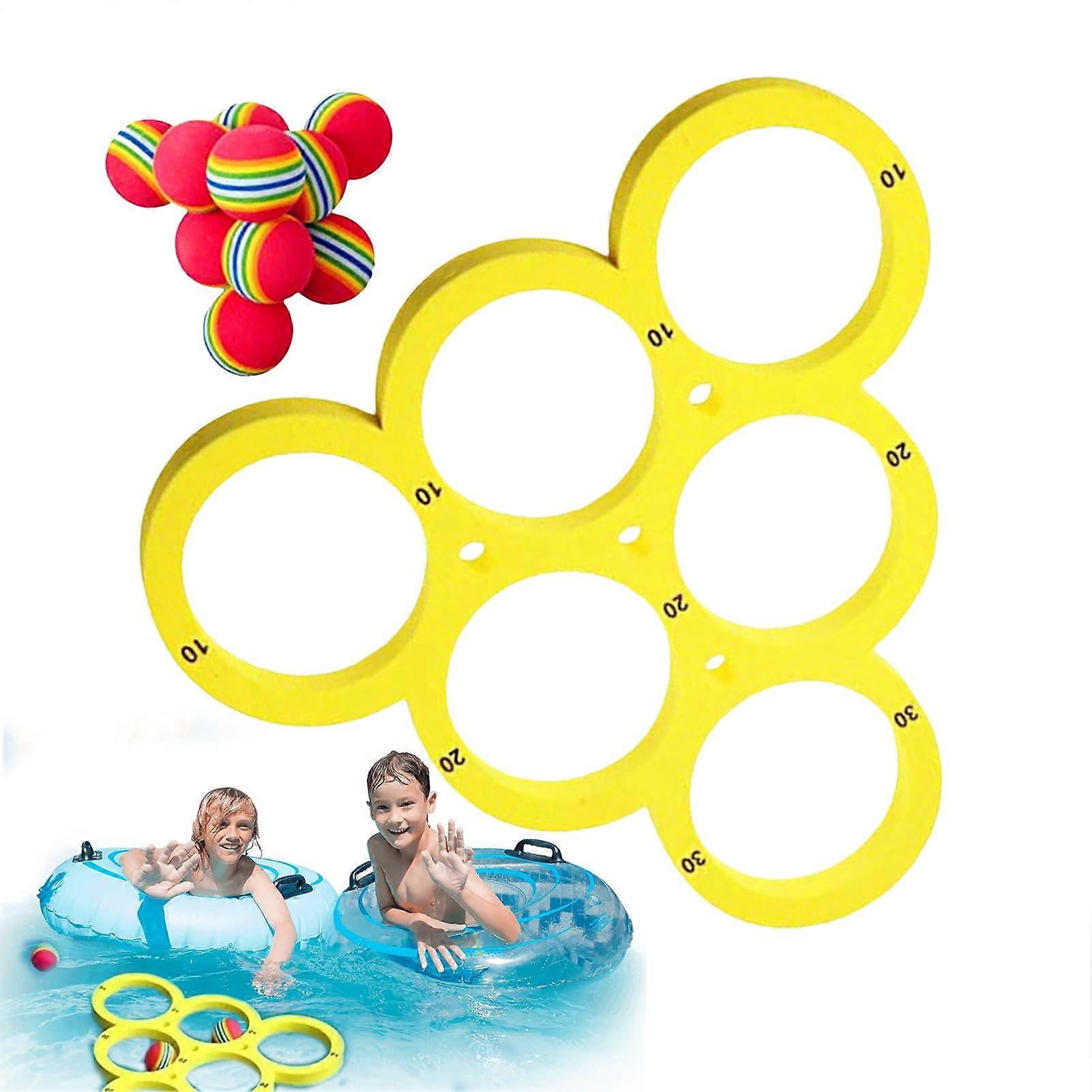 Pool Ball Toss Game with 10 EVA Balls, Pool Toy Set for River, Floating Pool Toys