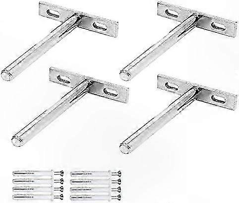 Set of 4 Hidden Floating Shelf Brackets T-Shaped Wall Mount for Wooden Shelves Support Fixture