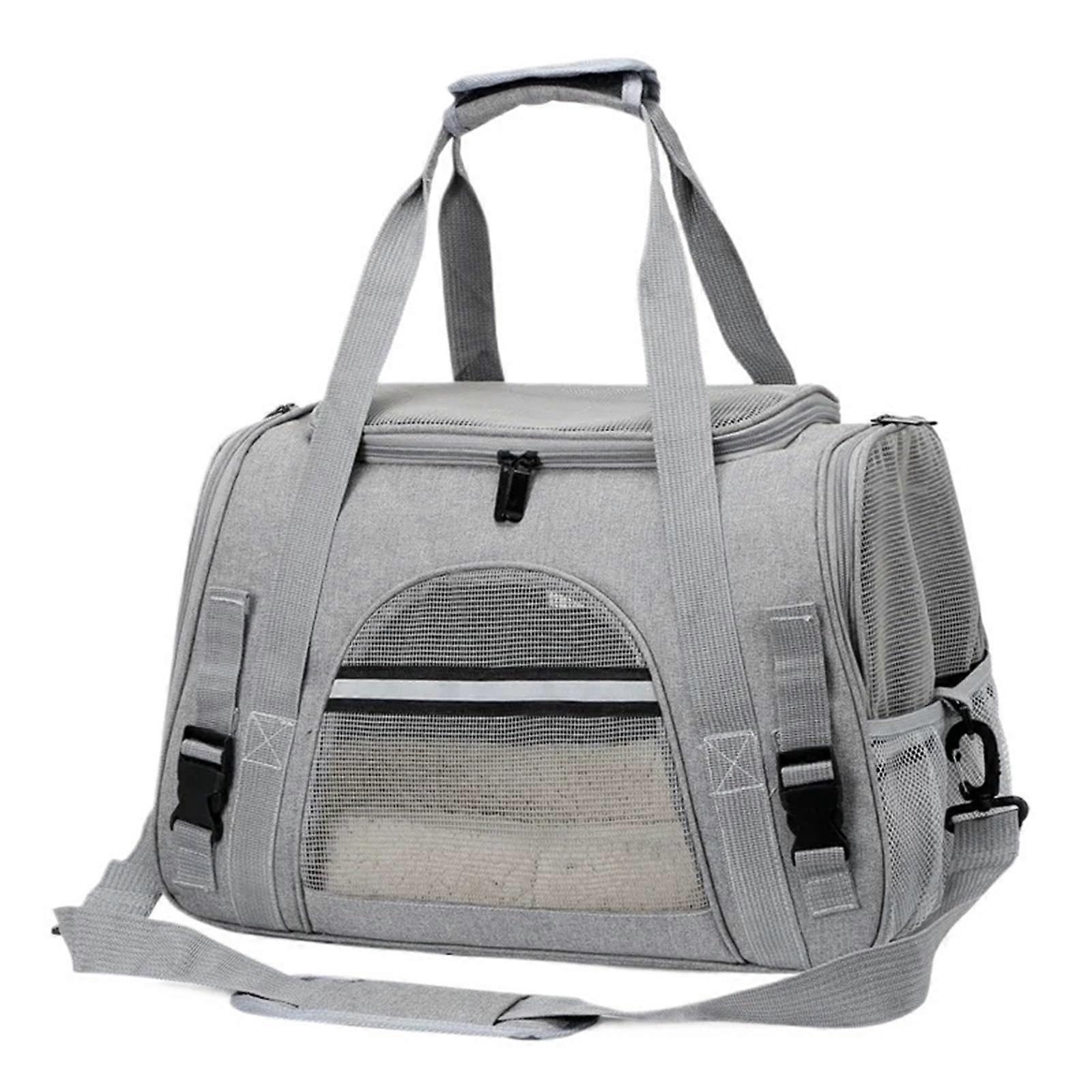 Soft, portable pet carrier for cats and dogs, breathable mesh fabric, foldable cat handbag, travel carrier for pets (Gray)