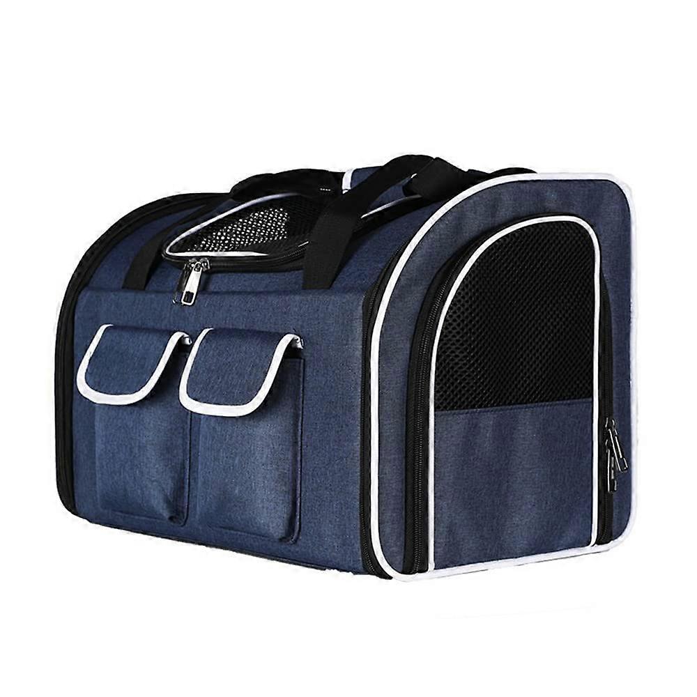 Pet Carrier Bag, Foldable Dog and Cat Transport Box, Breathable, Non-Collapsible for Small and Medium Pets, Blue