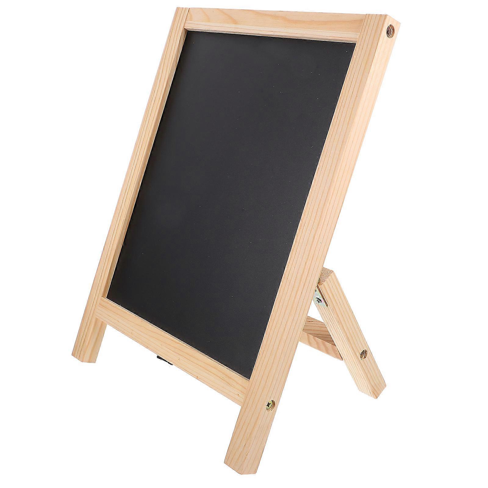 Double Sided Blackboard Sign with Wooden Base – Compact Desktop Message Board for Events, Advertising, and Display – Lightweight and Classic Design