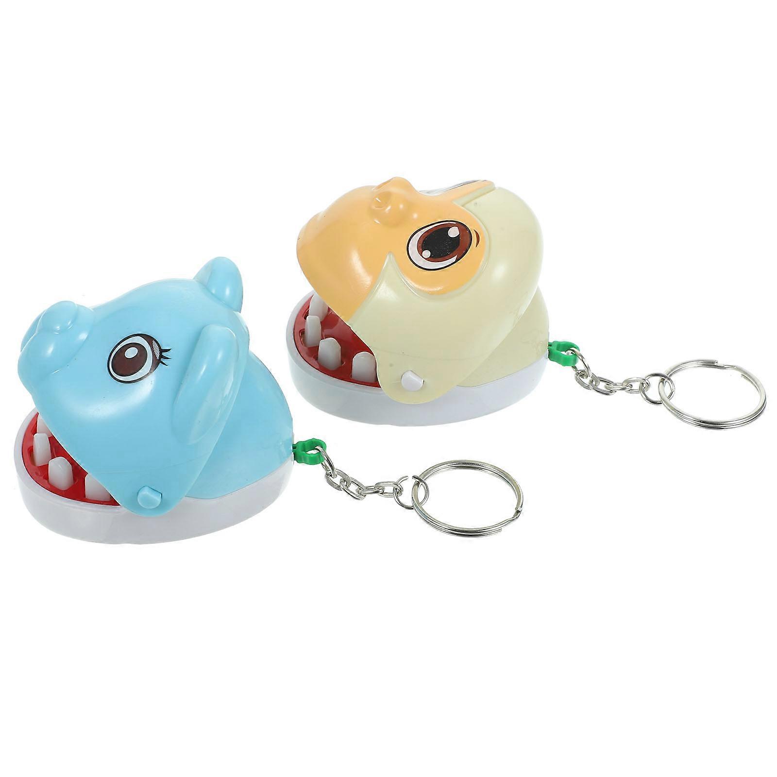 2Pcs Assorted Color Animal Teeth Toy Keychain For Kids Travel Companion Finger Biting .00X5.50X5.00Cm