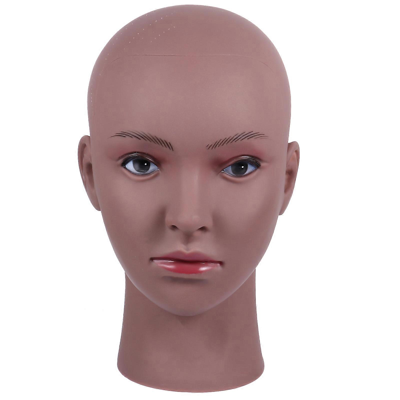 Display Mannequin Head Stand Made of PVC for Display Coffee Color