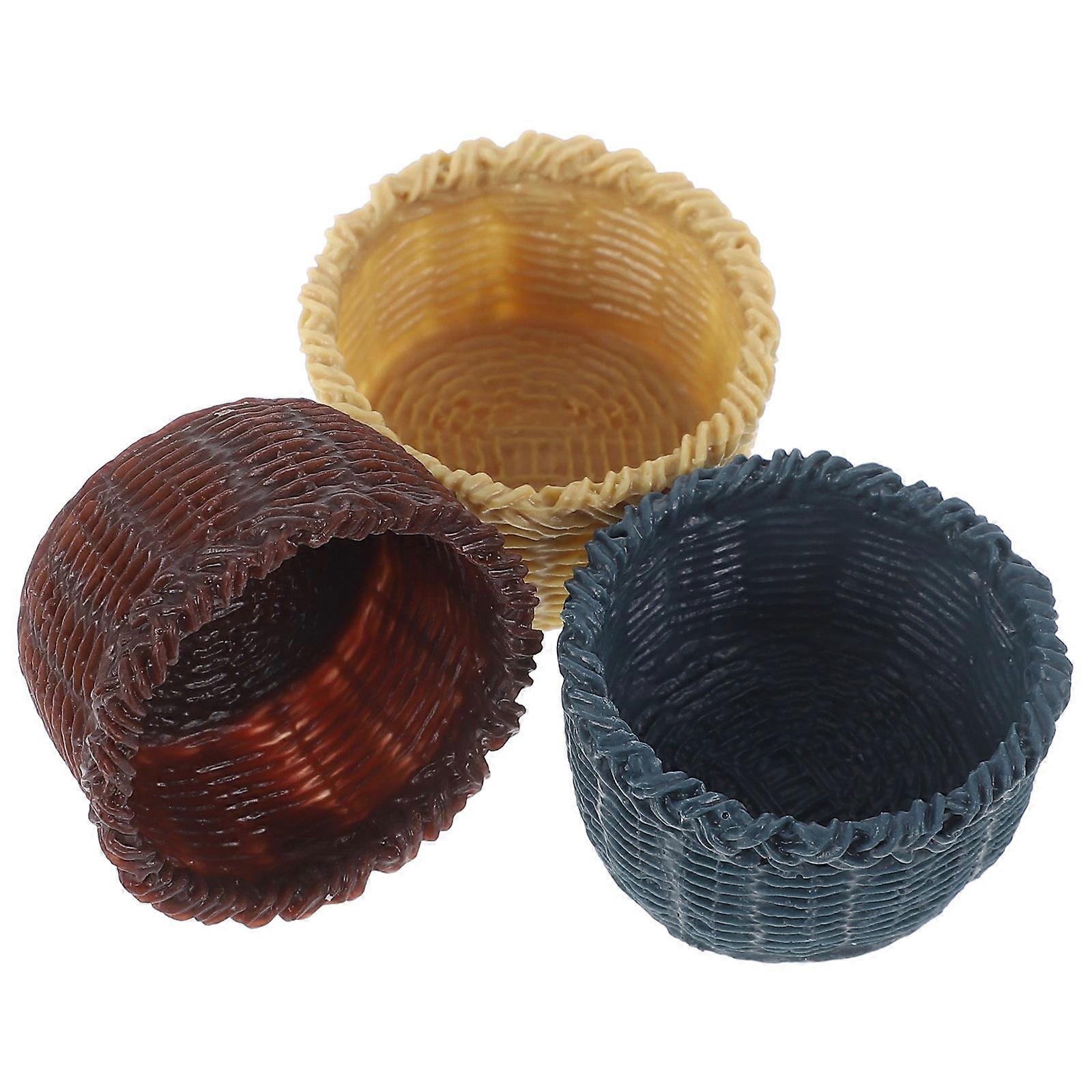 Mini Basket Model for Decor Made of Resin Assorted Color Adds Charm to Mini House