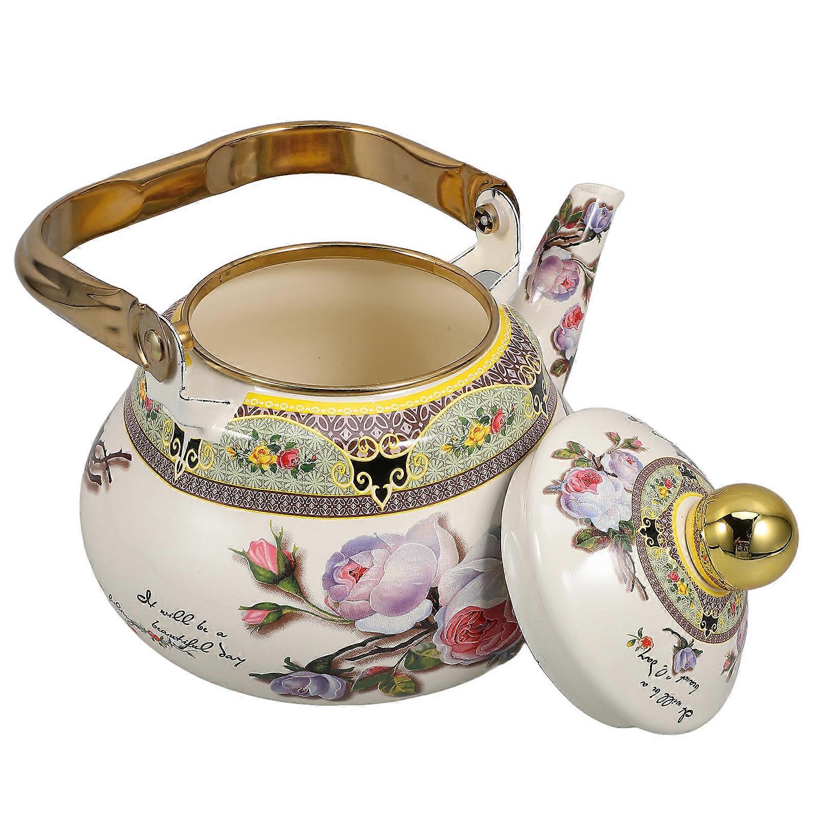 Retro Enamel Tea Kettle with Ergonomic Handle for Stovetop Use – Ideal for Family Gatherings, Tea Parties, and Hot Water or Milk Preparation