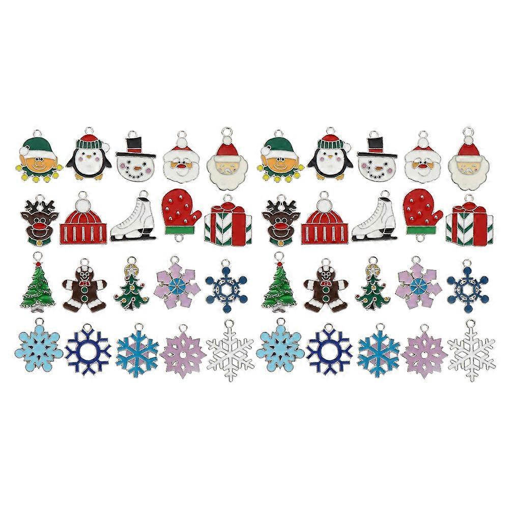 Christmas Jewelry Making Charms 40Pcs Small Pendants Multi Color DIY Accessories For Craft Enthusiasts