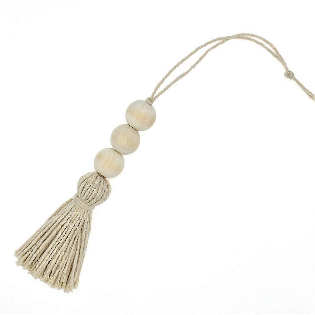 Wooden Bead Tassel Ornaments Cotton String Door Handle Decor Rustic Hanging Decorations for Christmas Thanksgiving Keychain Photography Props
