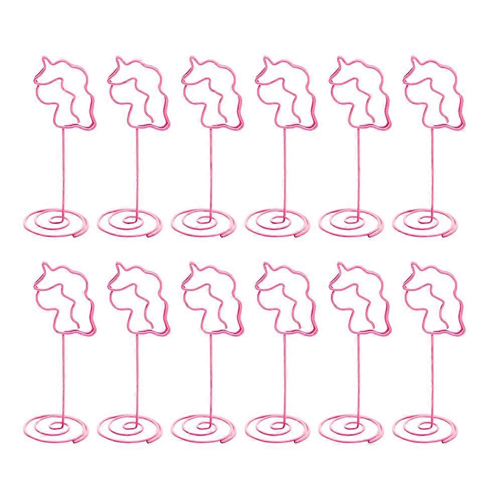 12Pcs Clip Photo Holders Table Number Holders Shape Pink For Desktop Decor