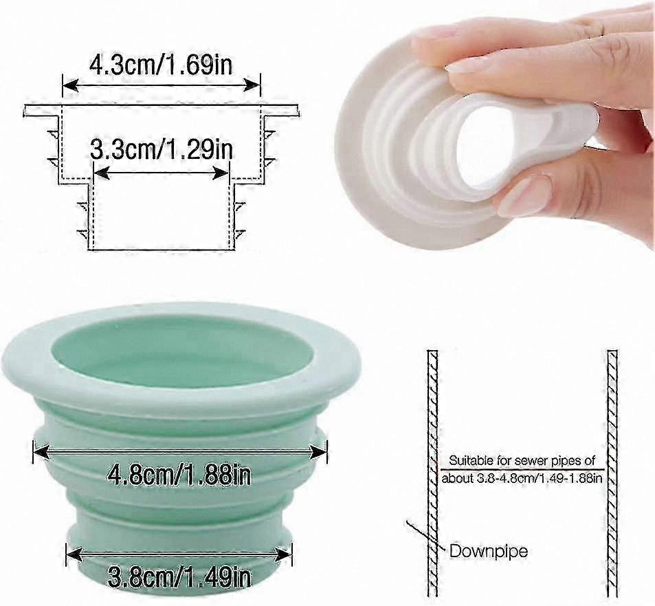 Universal Drain Pipe Sealing Kit, 5-Pack Deodorizing Rings, Adjustable Fit for 3.8-4.8 cm Diameter Pipes