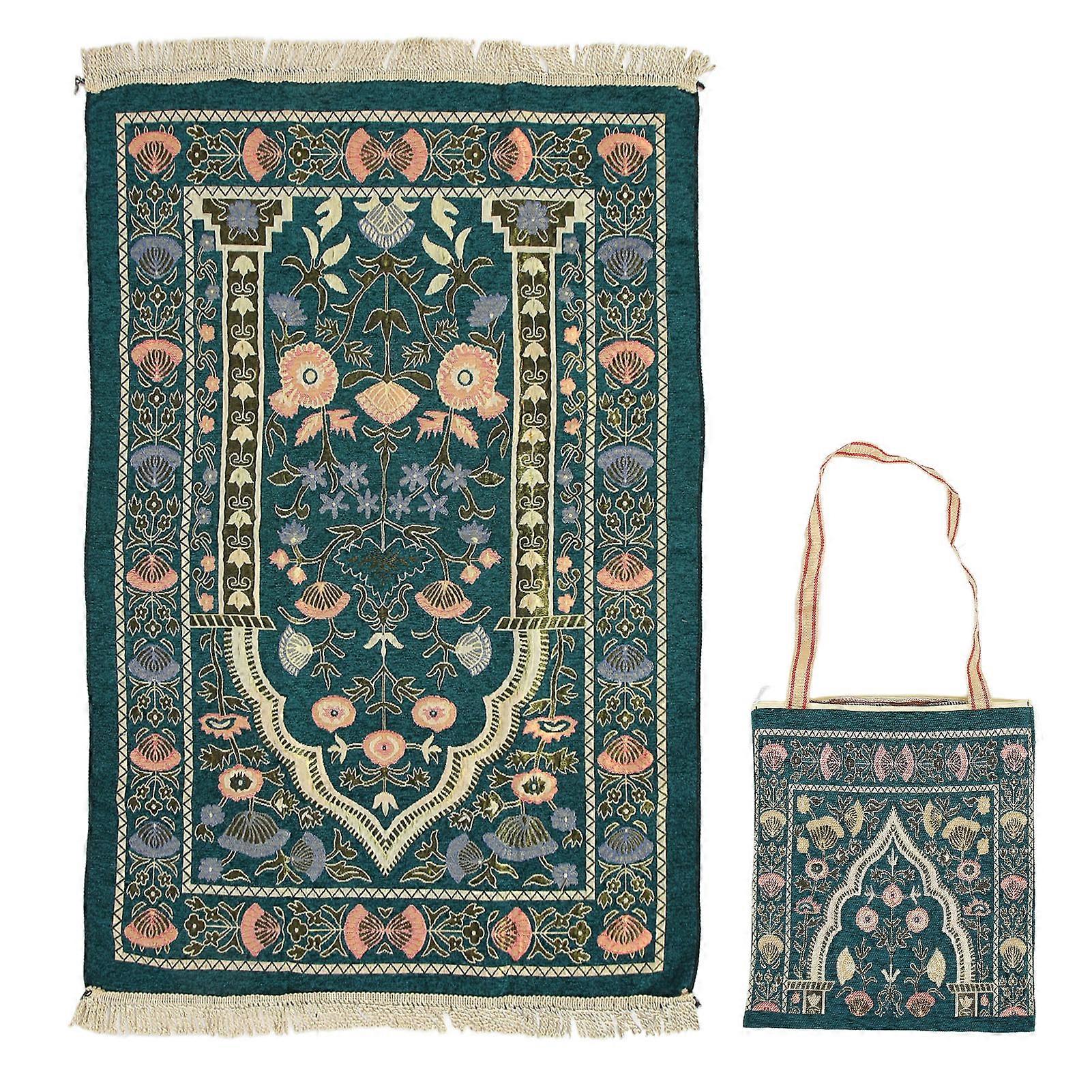 Tassel Pilgrimage Blanket Soft Chenille Carpet Multipurpose Prayer Rug for Bedroom Table Corridor