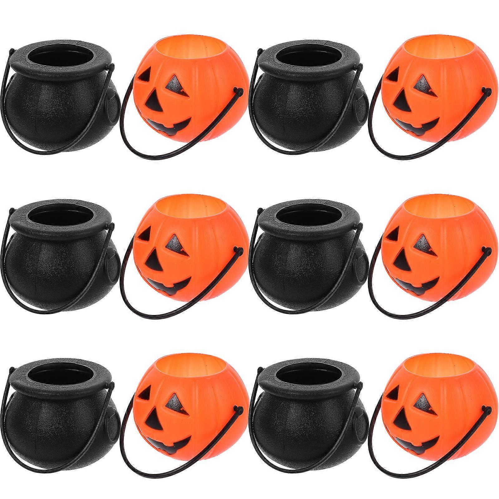 12Pcs Mini Trick Treat Bucket Assorted Color for Halloween Party and Photography Use