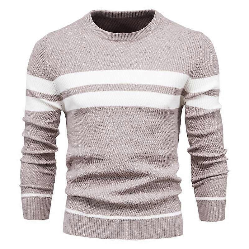 Man's Oneck Patchwork Long Sleeve Warm Slim Sweaters