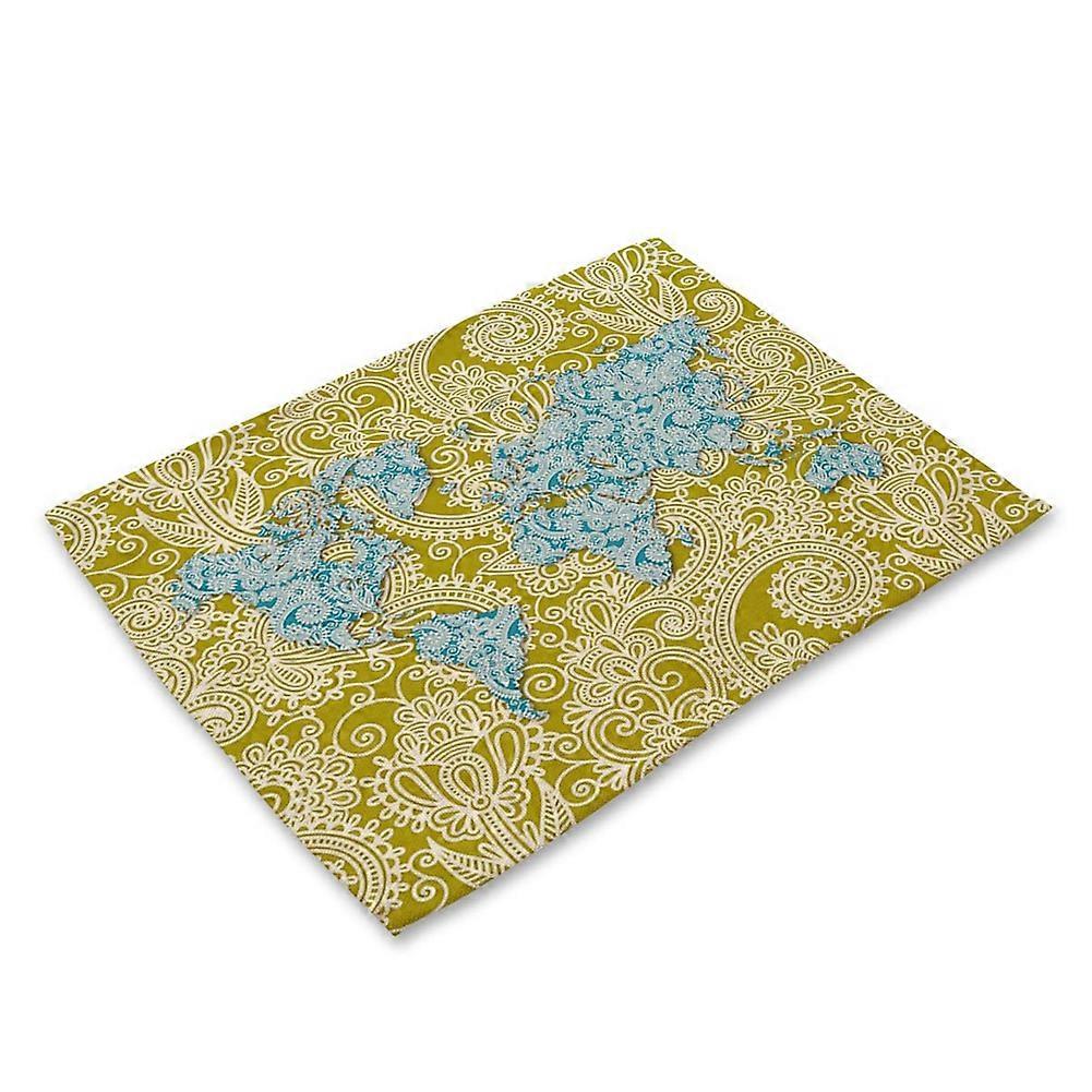 World Map Print Anti Slip Heat insulation Placement Bowl Plate Fork Table Mat(MAP0001-8)