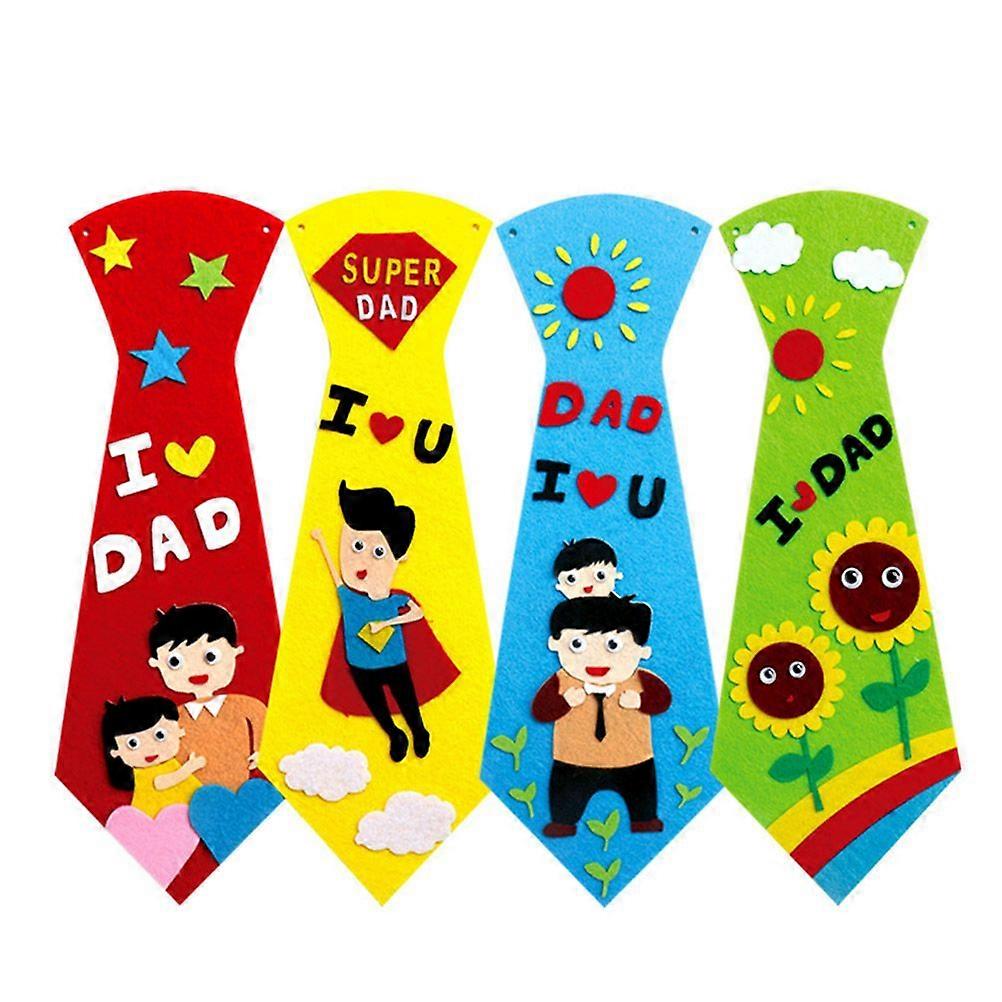 4 Sets of DIY Tie Materials Non-woven Fabric Handicrafts Toy Educational Toy Father's Day Gift (Random Color and Pattern)